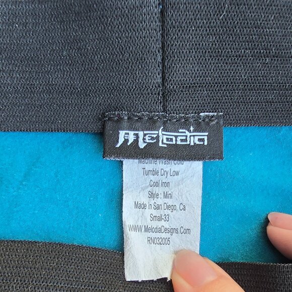 *RARE* Vintage Melodia Designs Teal Miniskirt Pants and Crop Hoodie Small S33 - Picture 6 of 15